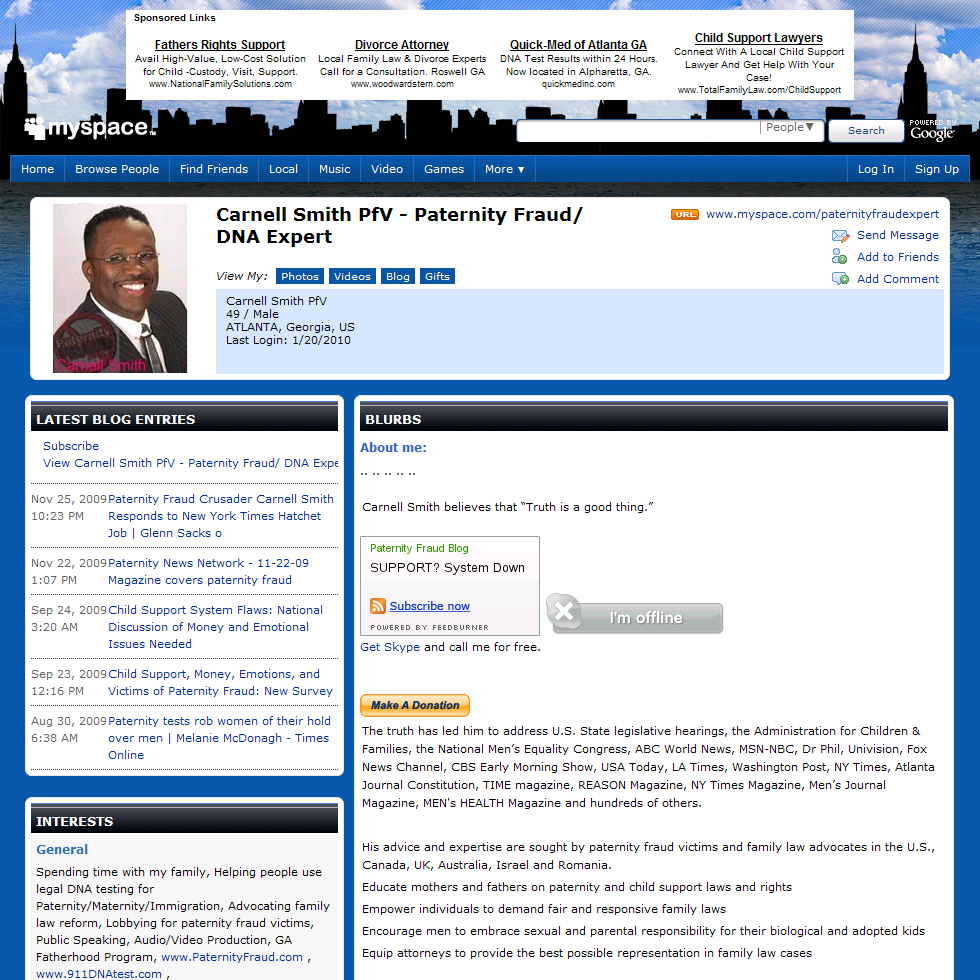 Carnell Smith PfV - Paternity Fraud/ DNA Expert (Carnell Smith PfV) | MySpace