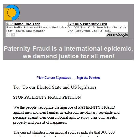 Paternity Fraud is a international epidemic, we demand justice for all men! Petition